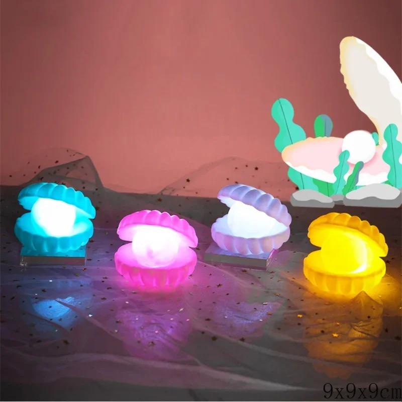 LED Cute Decoration Lamps Cartoon Night Light Moon Ice Cream Shell Girl Kids Children Toys Gifts For Bedroom Bedside
